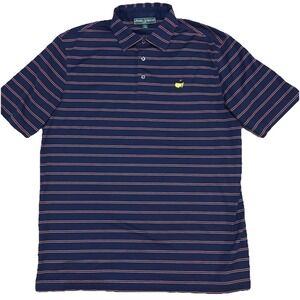 Mens Augusta National Striped Golf Polo Shirt Blue Large The Masters Collection